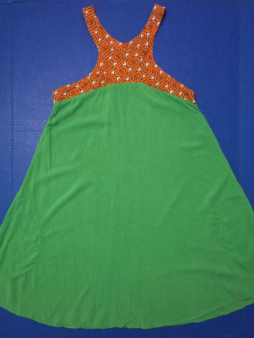 Green and Orange Racerback Summer Dress